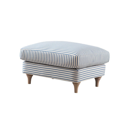 Daphnis Blue Striped Linen Blend Footstool