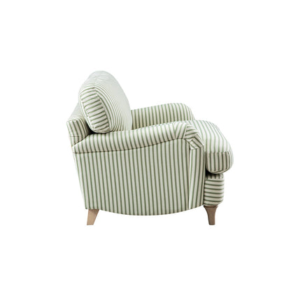 Daphnis Green Striped Linen Blend Sofa, 1-Seater