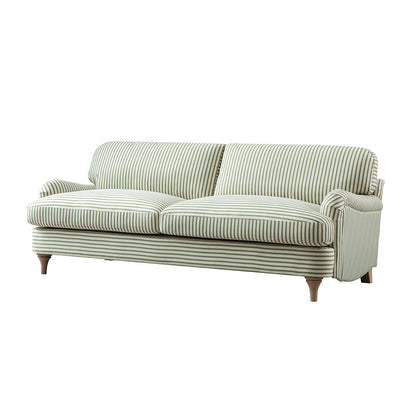 Daphnis Green Striped Linen Blend Sofa, 3-Seater