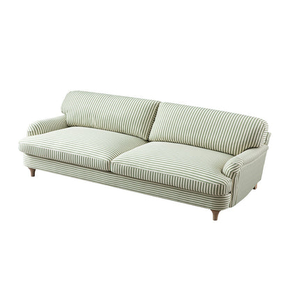 Daphnis Green Striped Linen Blend Sofa, 3-Seater