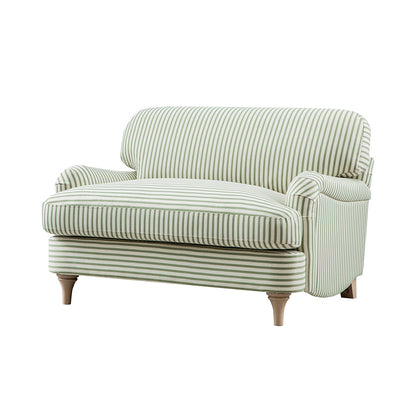 Daphnis Green Striped Linen Blend Sofa, Loveseat