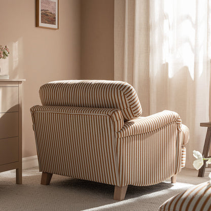 Daphnis Ochre Striped Linen Blend Sofa, 1-Seater