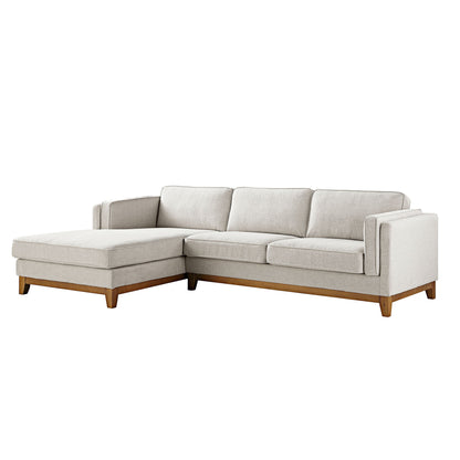 Dipley Oatmeal Woven Fabric Sofa, Grande Chaise Sofa Left Hand Facing