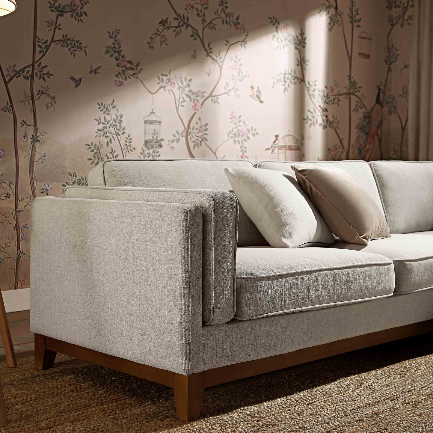 Dipley Oatmeal Woven Fabric Grande Corner Sofa