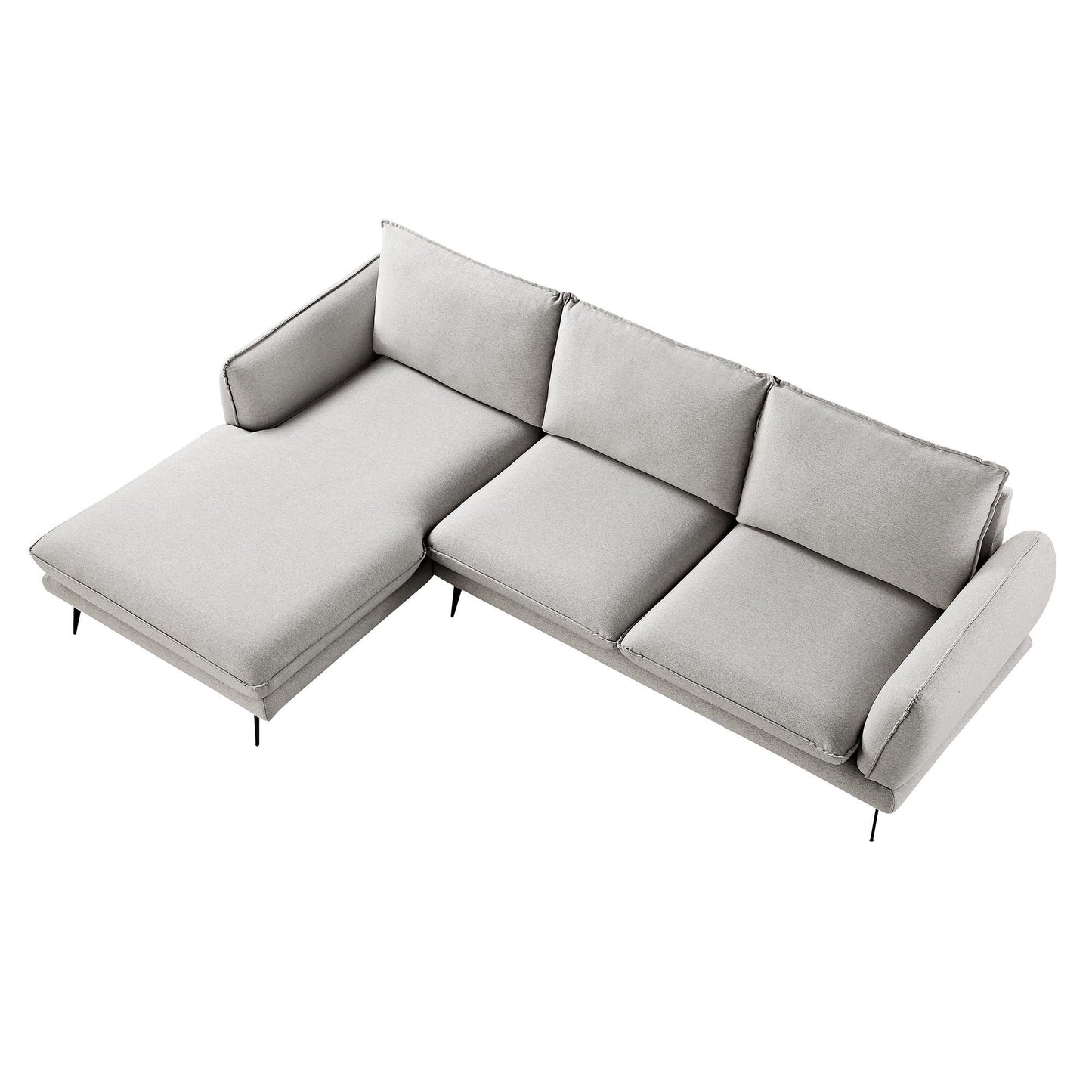 Obriel Grey Marl Fabric Sofa, Grande Chaise Sofa Left Hand Facing