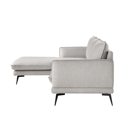 Obriel Grey Marl Fabric Sofa, Grande Chaise Sofa Left Hand Facing