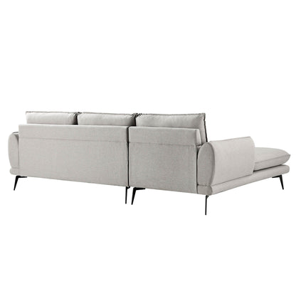 Obriel Grey Marl Fabric Sofa, Grande Chaise Sofa Left Hand Facing