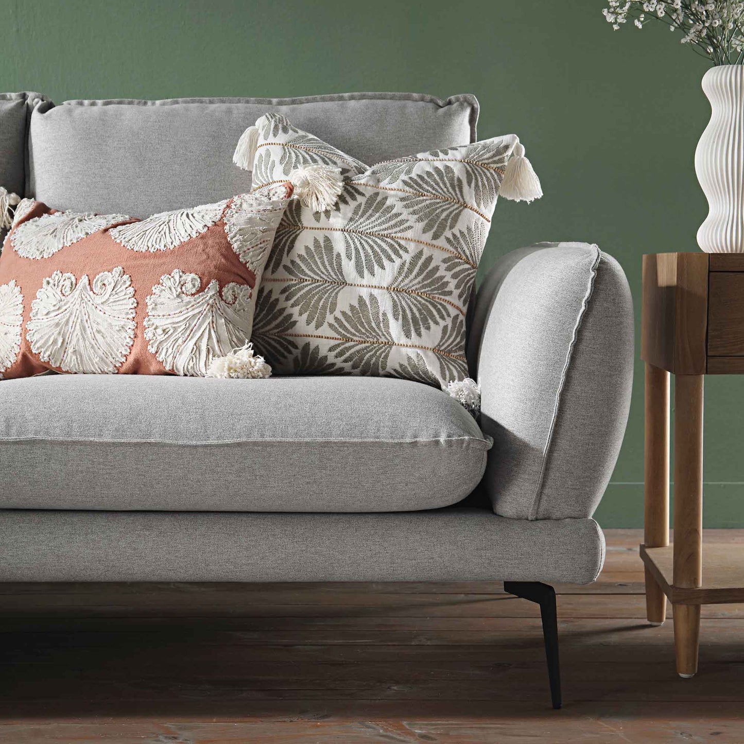 Obriel Grey Marl Fabric Sofa, Grande Chaise Sofa Left Hand Facing