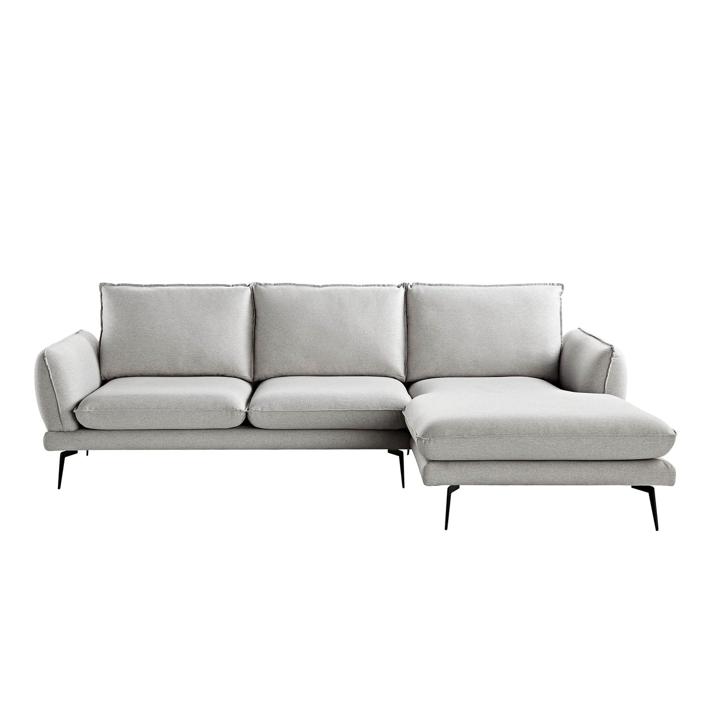 Obriel Grey Marl Fabric Sofa, Grande Chaise Sofa Right Hand Facing