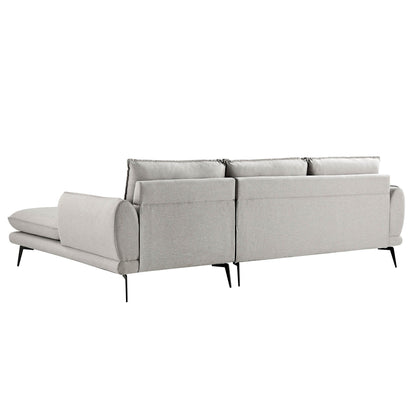 Obriel Grey Marl Fabric Sofa, Grande Chaise Sofa Right Hand Facing