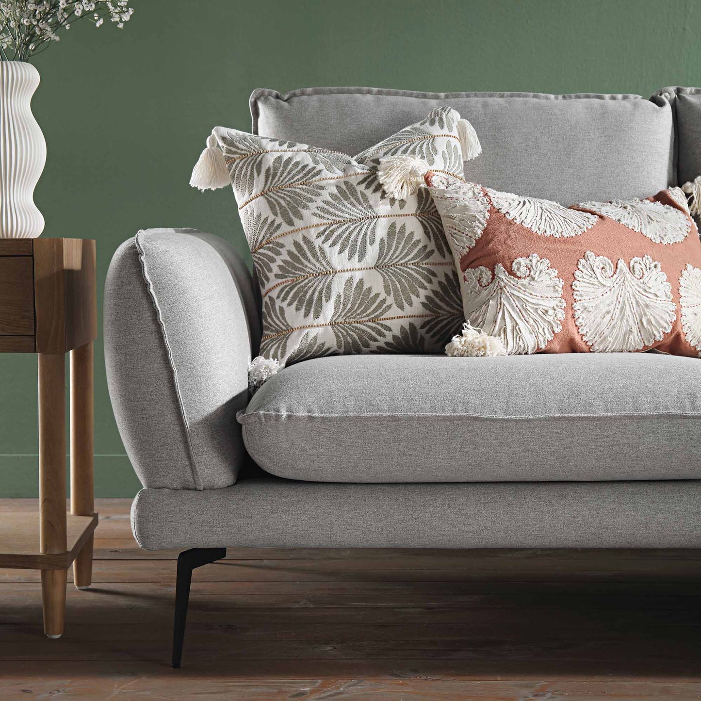 Obriel Grey Marl Fabric Sofa, Grande Chaise Sofa Right Hand Facing