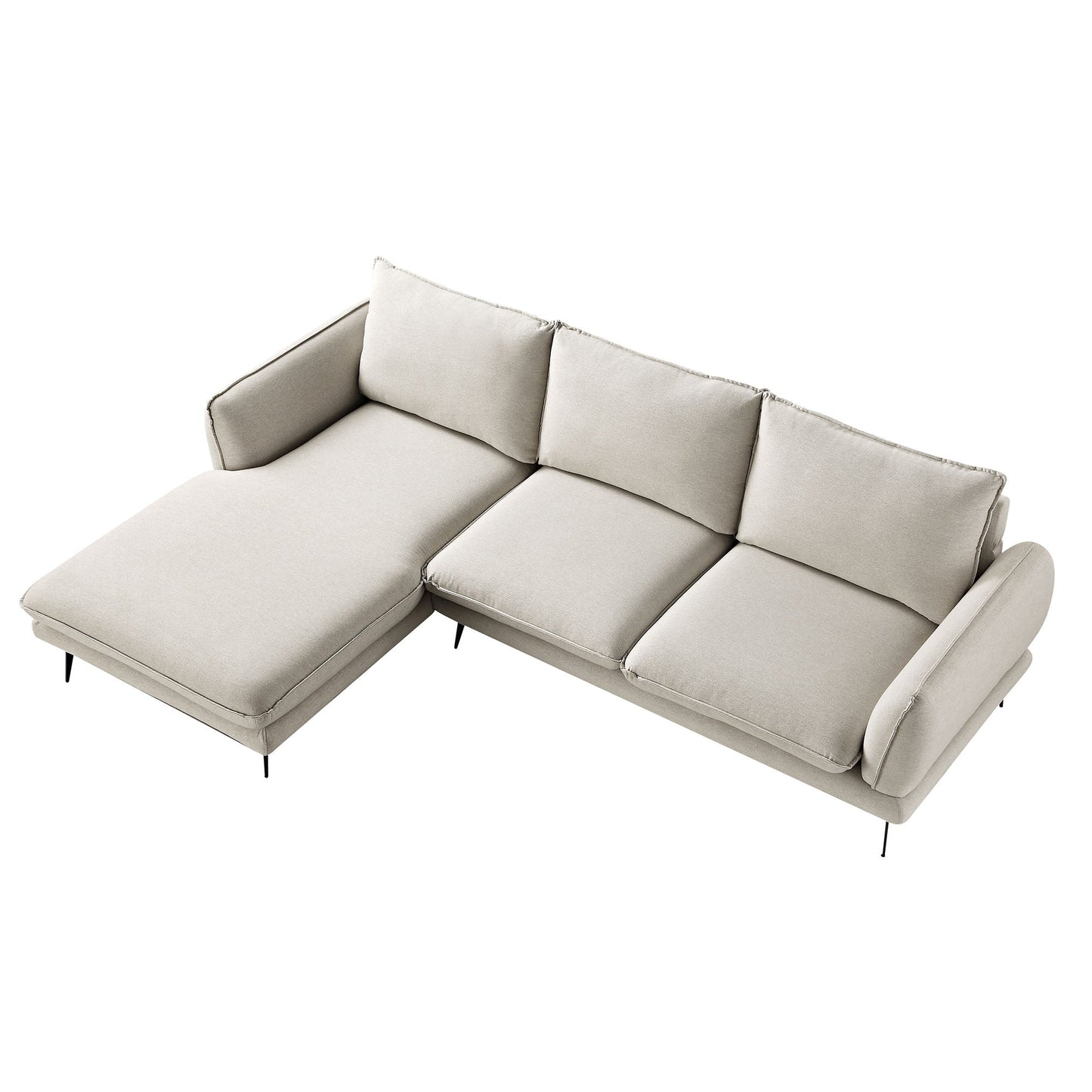Obriel Oatmeal Fabric Sofa, Grande Chaise Sofa Left Hand Facing