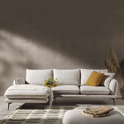 Obriel Oatmeal Fabric Sofa, Grande Chaise Sofa Left Hand Facing