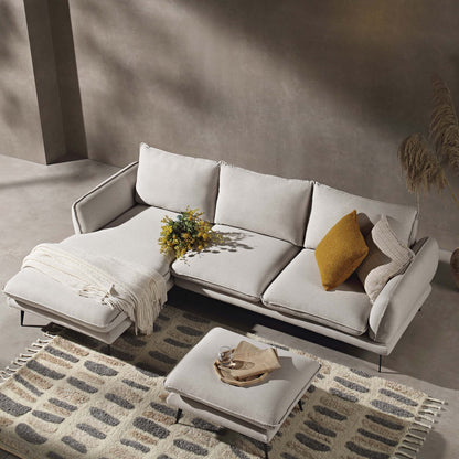 Obriel Oatmeal Fabric Sofa, Grande Chaise Sofa Left Hand Facing