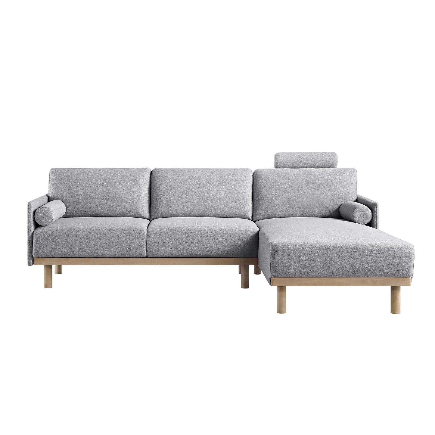Timber Grey Marl Fabric Sofa, Large 3-Seater Chaise Sofa Right Hand Facing