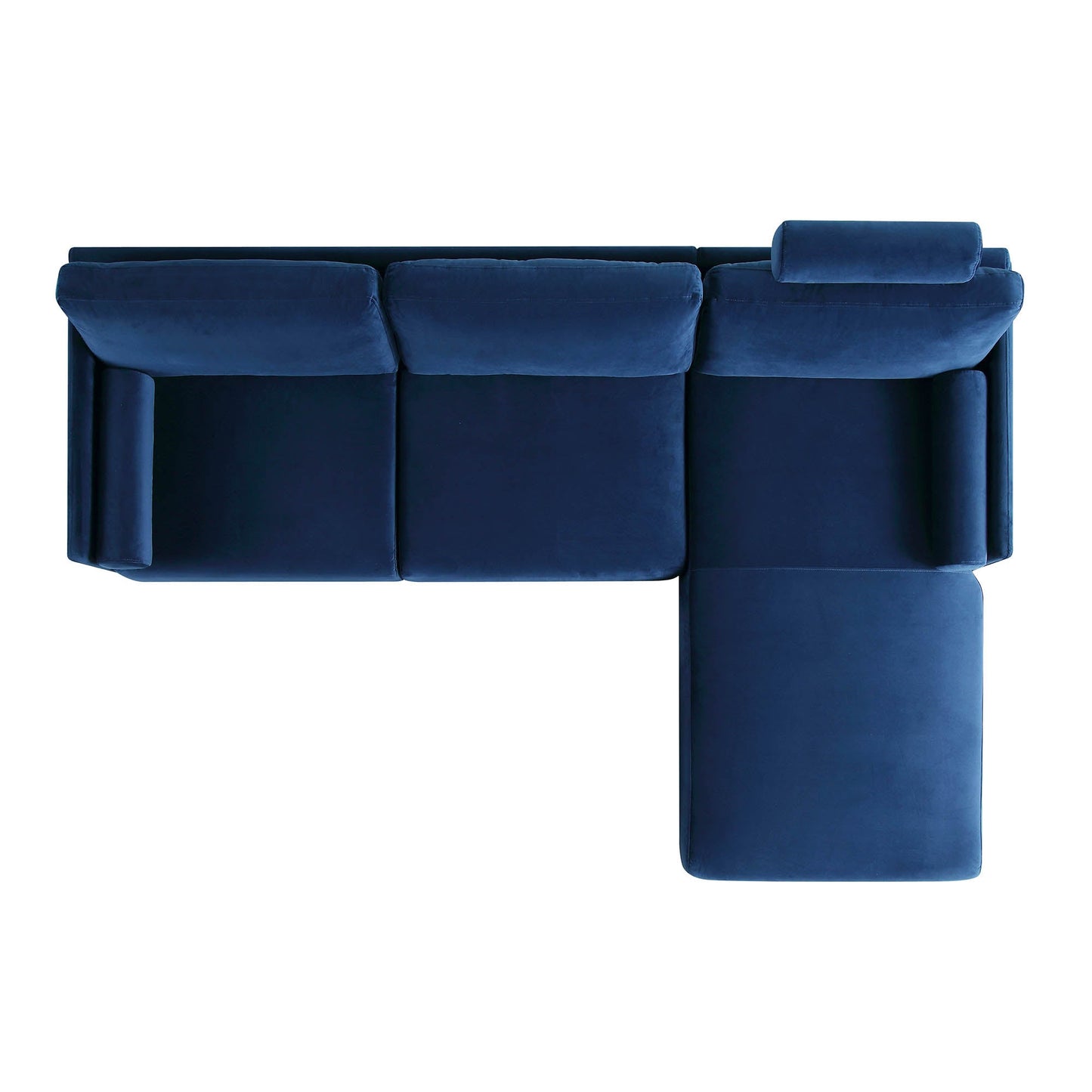 Timber Navy Blue Velvet Sofa, Large 3-Seater Chaise Sofa Right Hand Facing