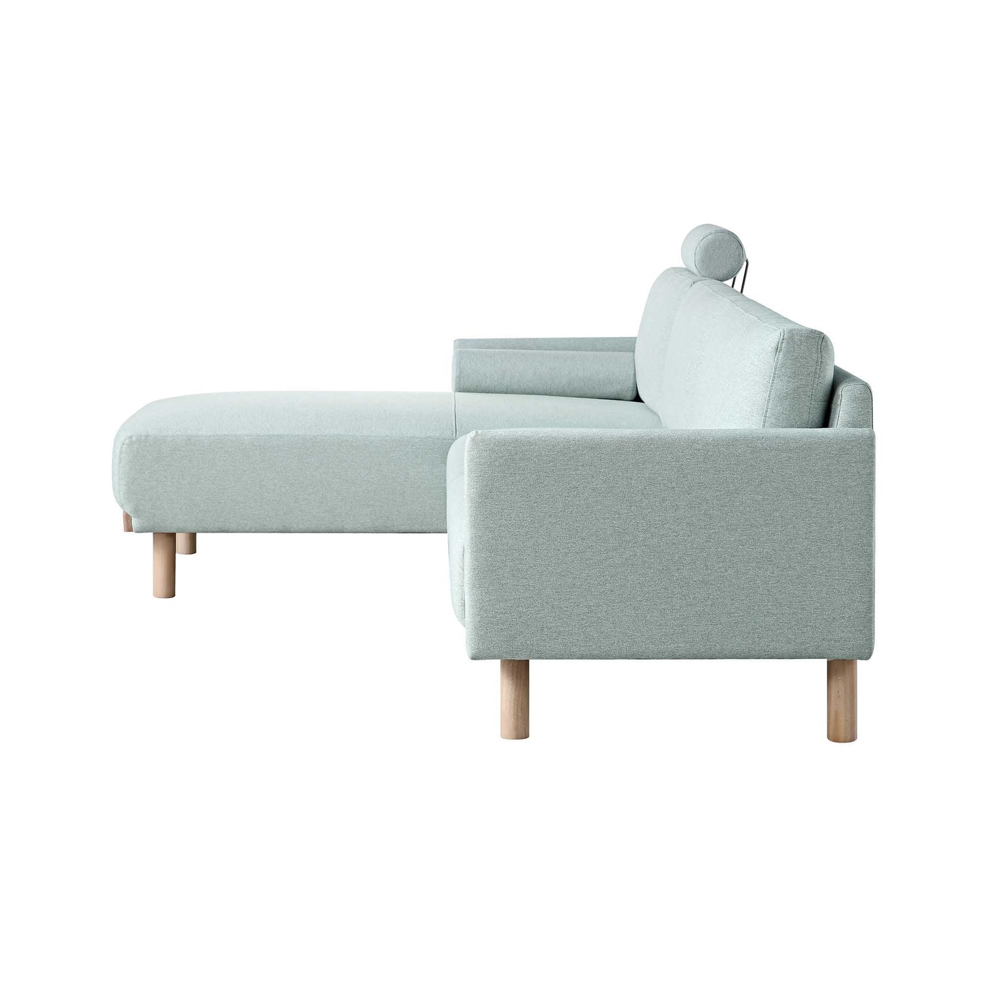 Timber Sage Green Fabric Sofa, Large 3-Seater Chaise Sofa Left Hand Facing