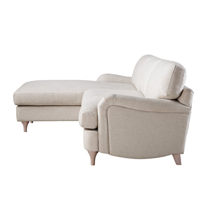 Daphnis Oatmeal Fabric Sofa, Grande Chaise Sofa Left Hand Facing