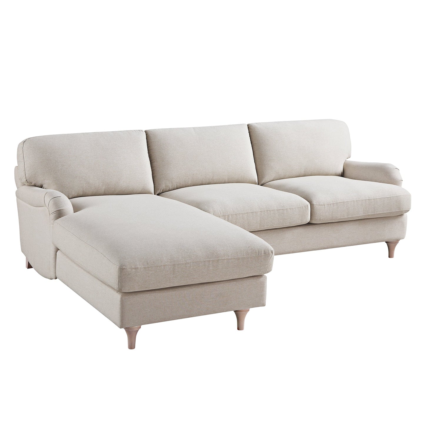 Daphnis Oatmeal Fabric Sofa, Grande Chaise Sofa Left Hand Facing