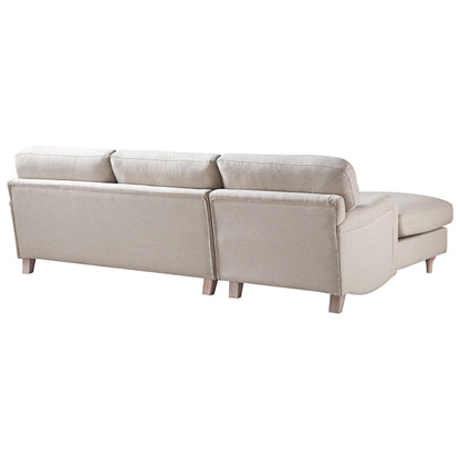 Daphnis Oatmeal Fabric Sofa, Grande Chaise Sofa Left Hand Facing