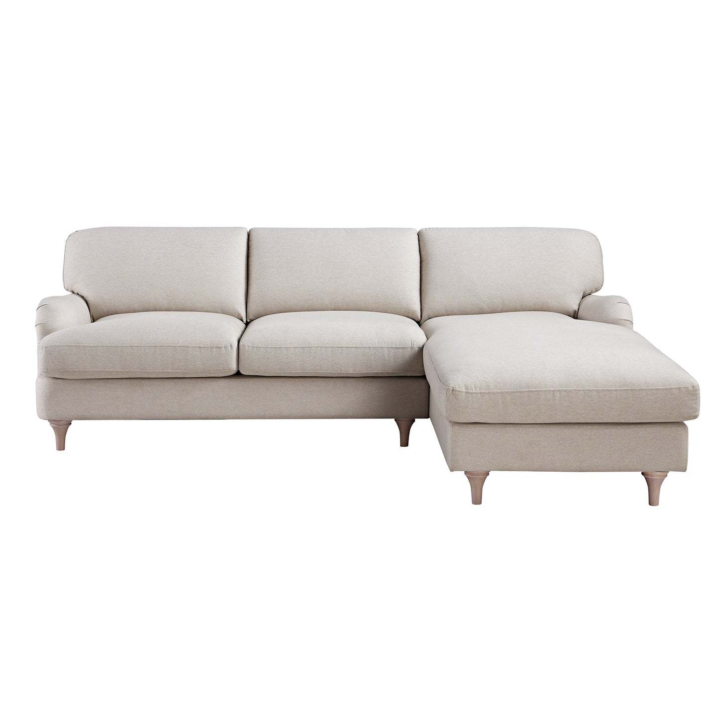 Daphnis Oatmeal Fabric Sofa, Grande Chaise Sofa Right Hand Facing