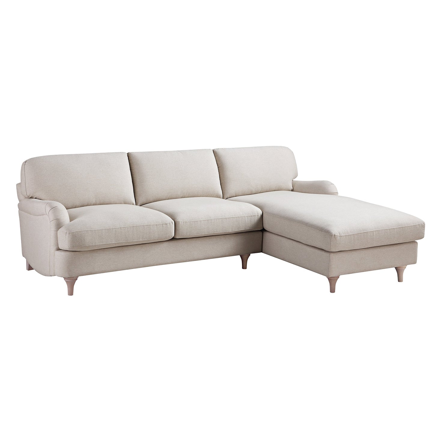 Daphnis Oatmeal Fabric Sofa, Grande Chaise Sofa Right Hand Facing