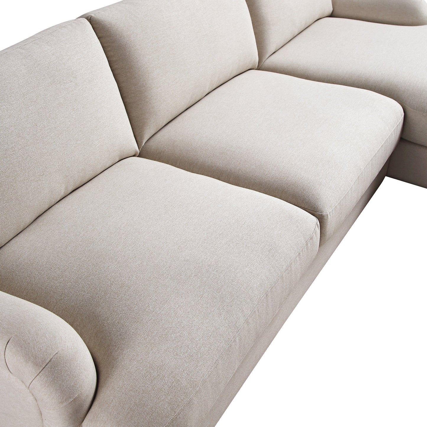 Daphnis Oatmeal Fabric Sofa, Grande Chaise Sofa Right Hand Facing