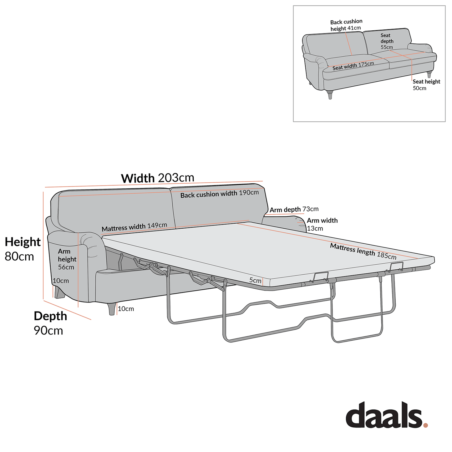 Daphnis Green Striped Linen Blend Sofa Bed, Large 3-Seater