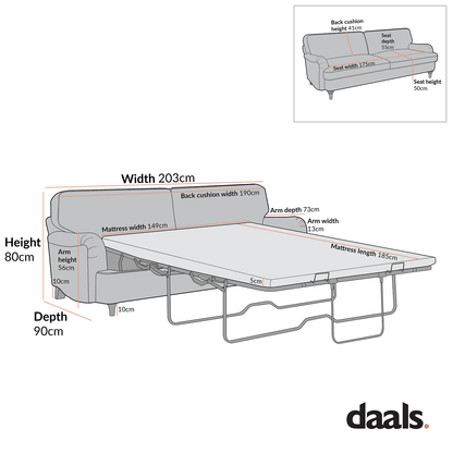 Daphnis Green Striped Linen Blend Sofa Bed, Large 3-Seater