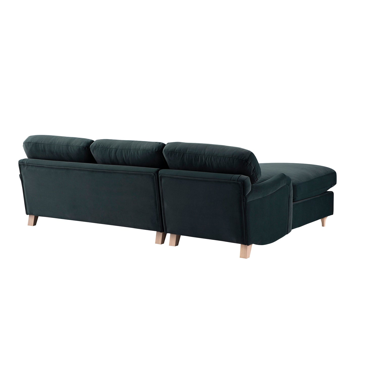 Daphnis Aegean Blue Velvet Sofa Bed, Grande Chaise Left Hand Facing