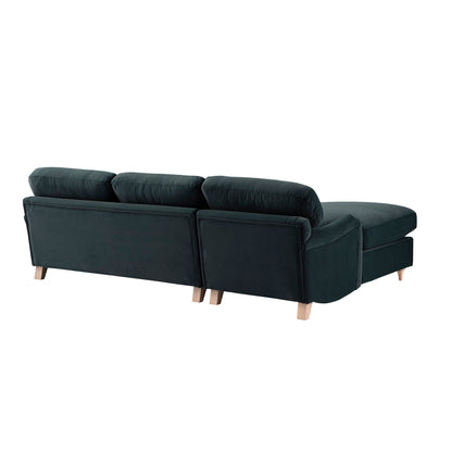Daphnis Aegean Blue Velvet Sofa Bed, Grande Chaise Left Hand Facing
