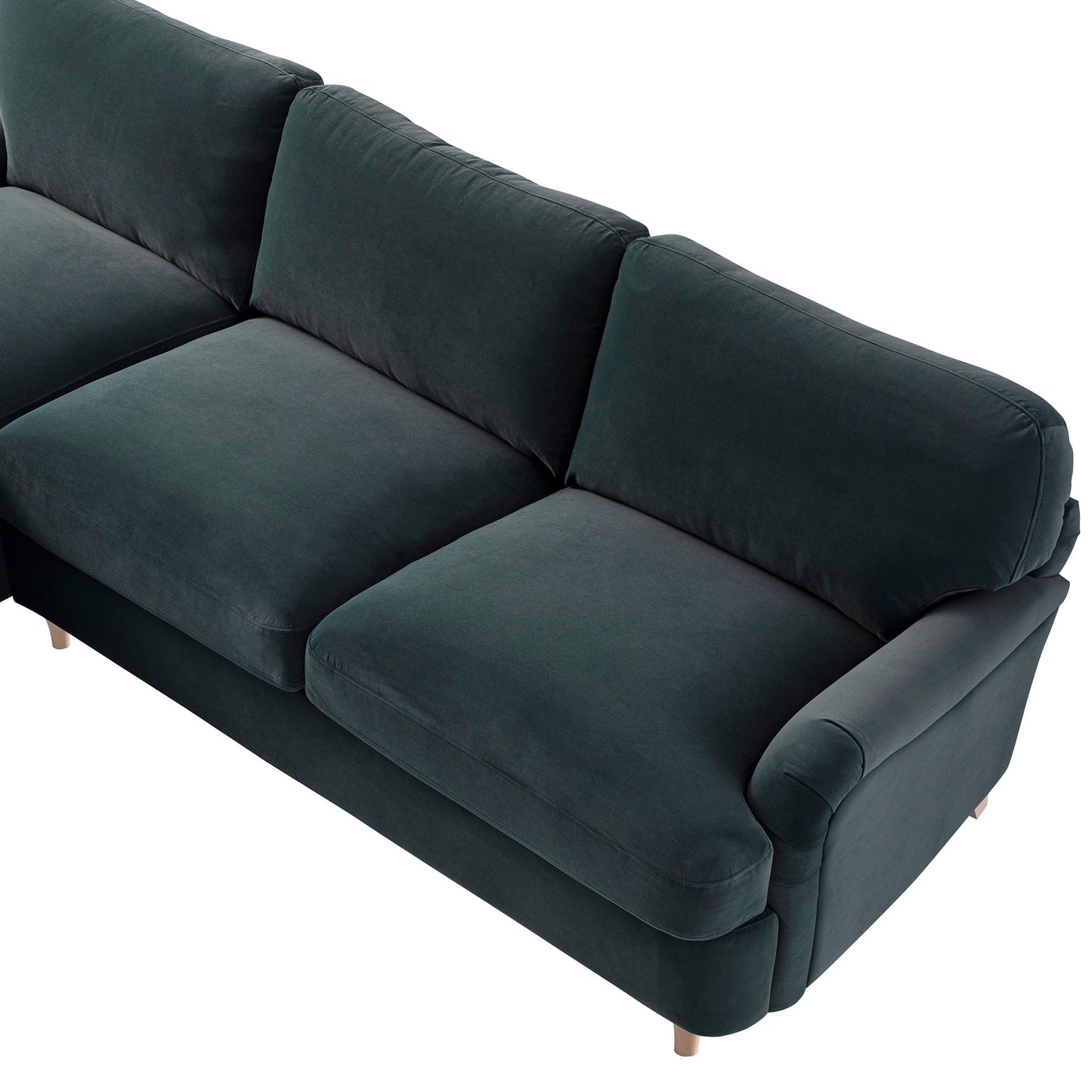Daphnis Aegean Blue Velvet Sofa Bed, Grande Chaise Left Hand Facing