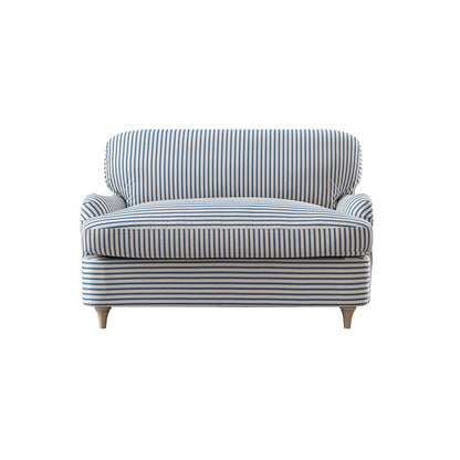 Daphnis Blue Striped Linen Blend Fabric Sofa Bed, Loveseat
