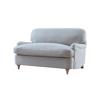 Daphnis Blue Striped Linen Blend Fabric Sofa Bed, Loveseat