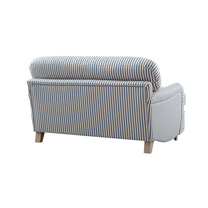 Daphnis Blue Striped Linen Blend Fabric Sofa Bed, Loveseat