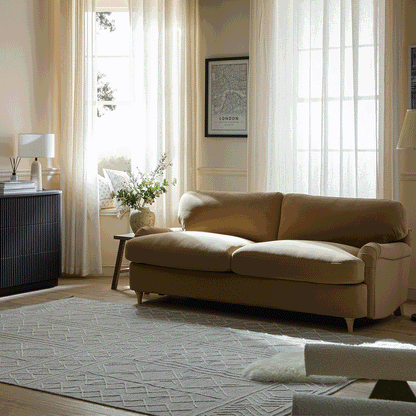 Daphnis Camel Velvet Sofa Bed, Large 3-Seater