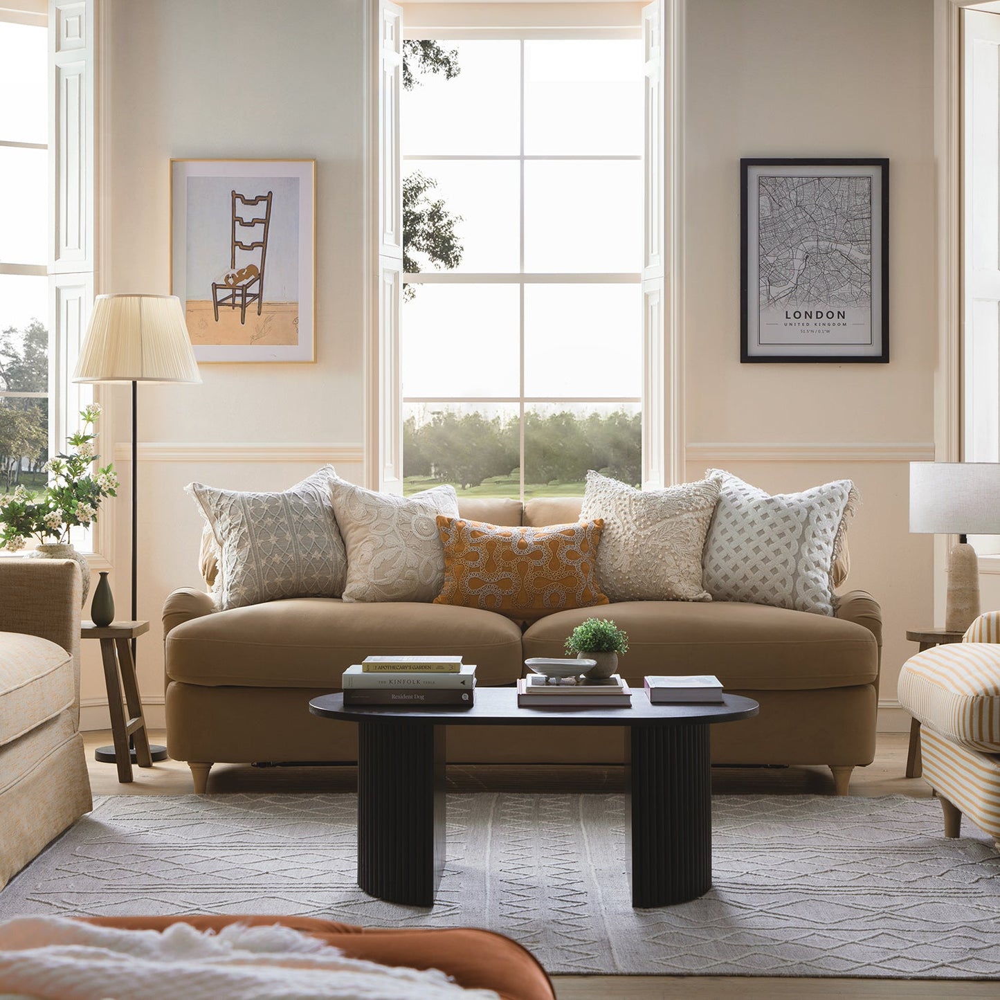 Daphnis Camel Velvet Sofa Bed, Large 3-Seater