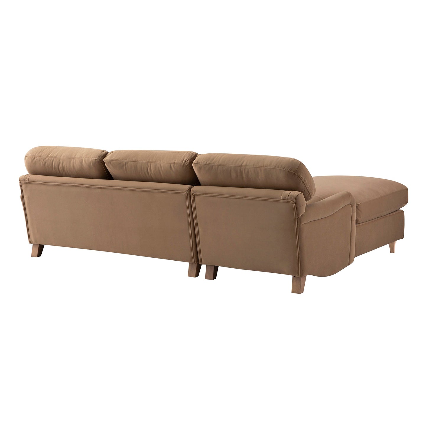 Daphnis Camel Velvet Sofa Bed, Grande Chaise Left Hand Facing