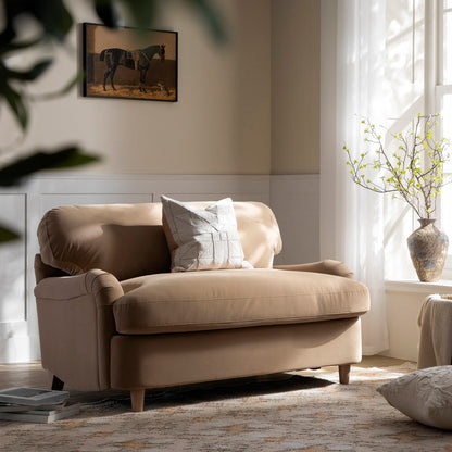 Daphnis Camel Velvet Sofa Bed, Loveseat