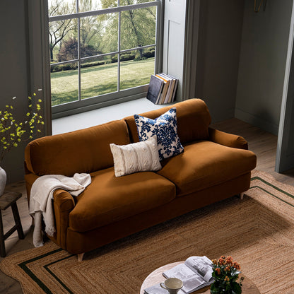 Daphnis Cinnamon Velvet Sofa Bed, Large 3-Seater