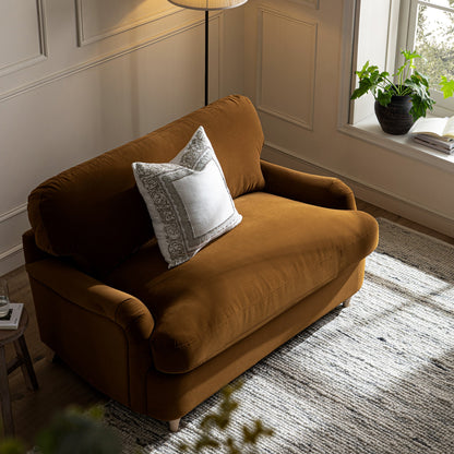 Daphnis Cinnamon Velvet Sofa Bed, Loveseat