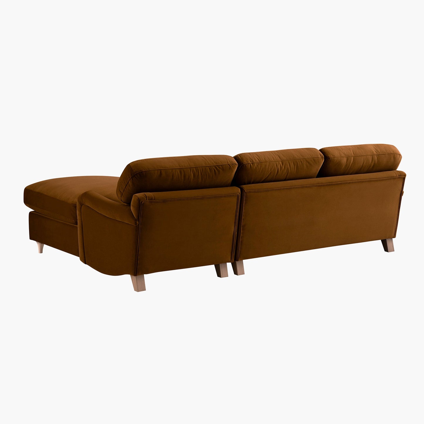 Daphnis Cinnamon Velvet Sofa Bed, Grande Chaise Sofa Right Hand Facing