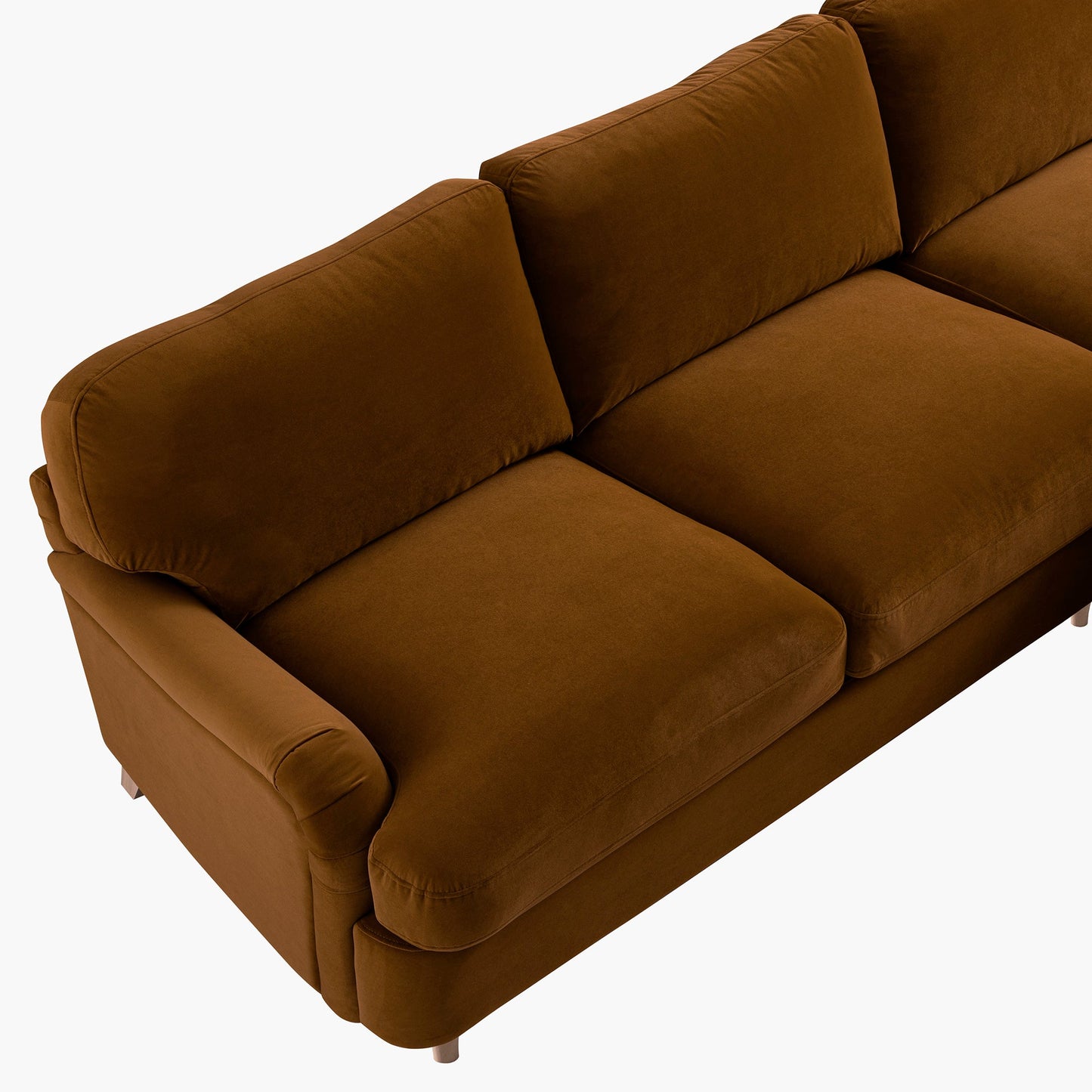 Daphnis Cinnamon Velvet Sofa Bed, Grande Chaise Sofa Right Hand Facing