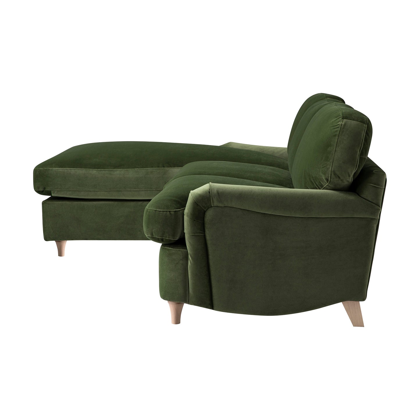 Daphnis Fern Green Velvet Sofa Bed, Grande Chaise Left Hand Facing