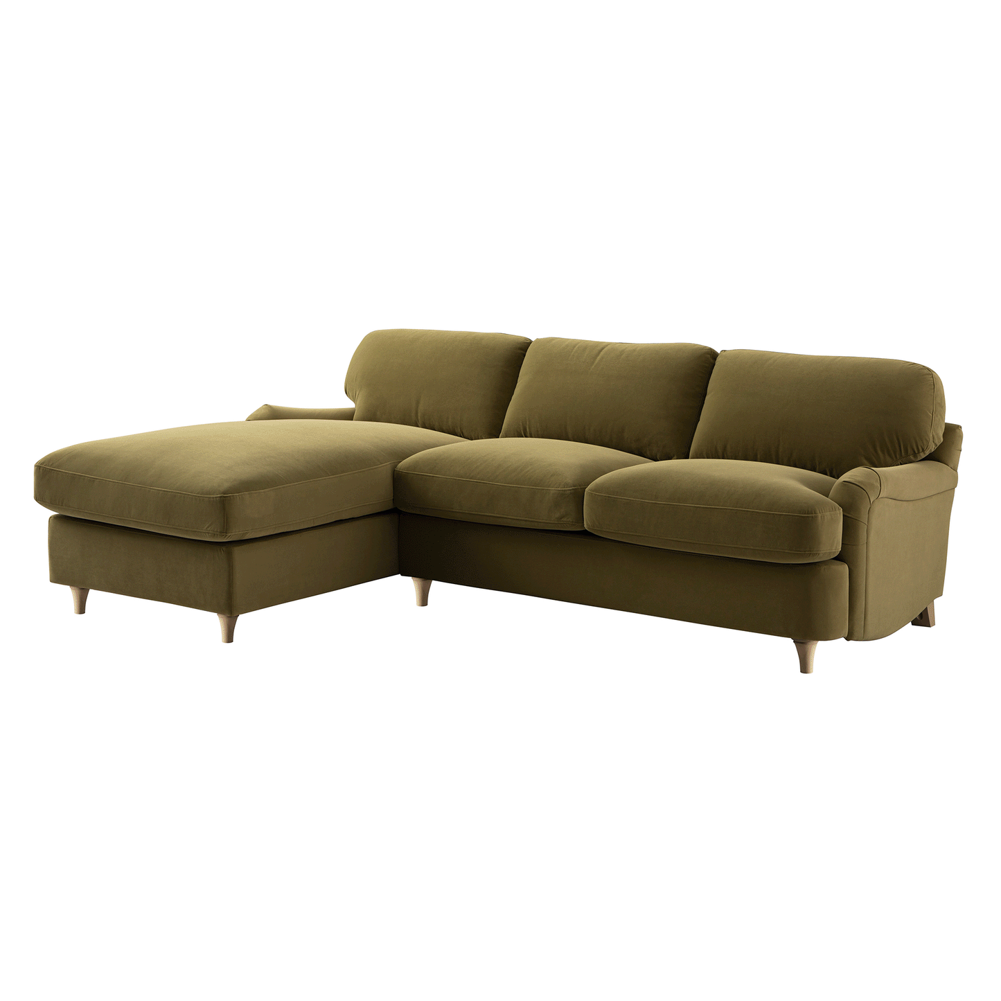 Daphnis Fudge Velvet Sofa Bed, Grande Chaise Left Hand Facing
