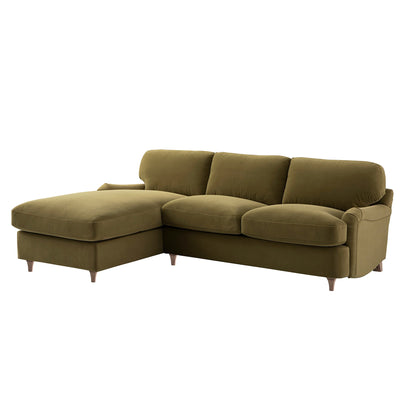 Daphnis Fudge Velvet Sofa Bed, Grande Chaise Left Hand Facing