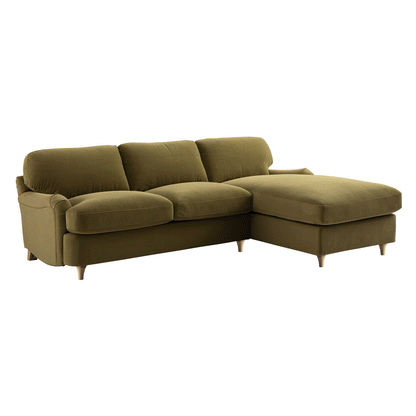 Daphnis Fudge Velvet Sofa Bed, Grande Chaise Right Hand Facing