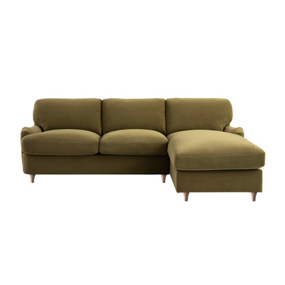 Daphnis Fudge Velvet Sofa Bed, Grande Chaise Right Hand Facing