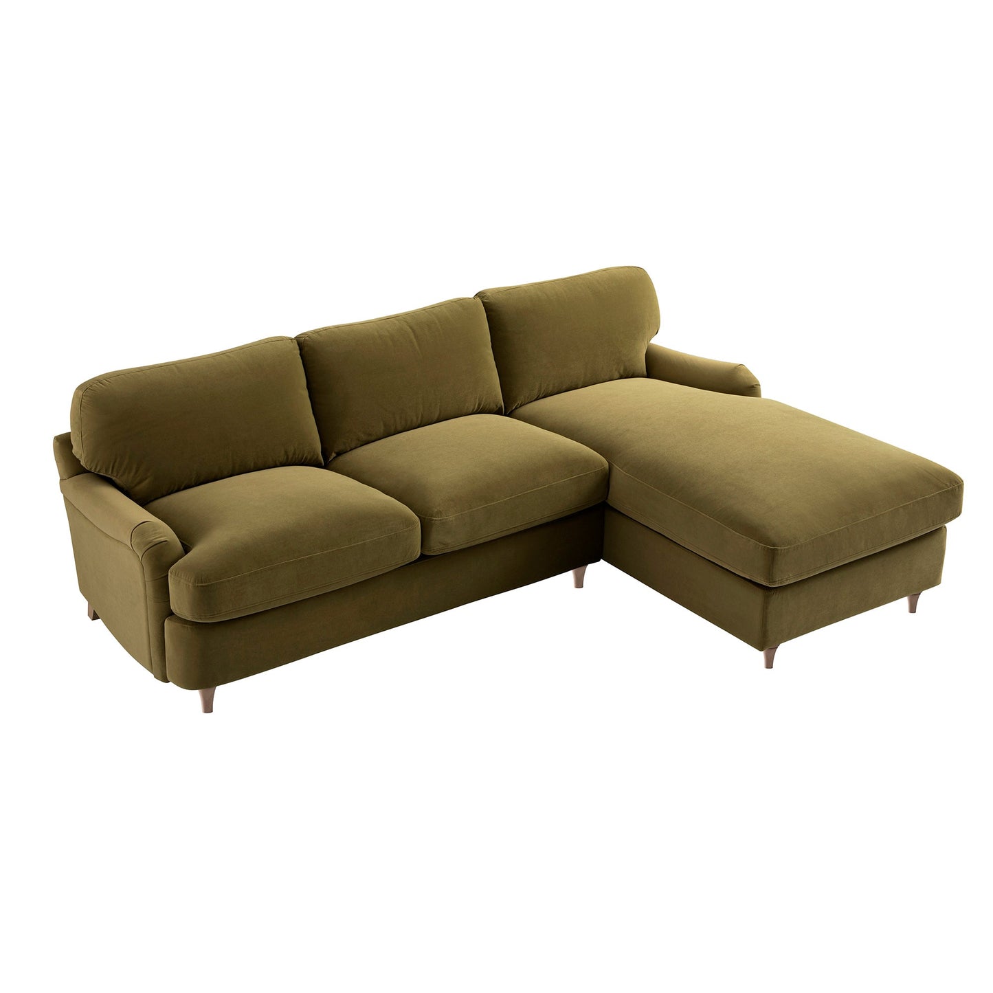 Daphnis Fudge Velvet Sofa Bed, Grande Chaise Right Hand Facing