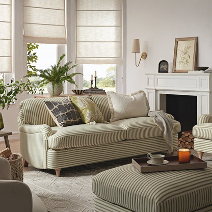 Daphnis Green Striped Linen Blend Sofa Bed, Large 3-Seater